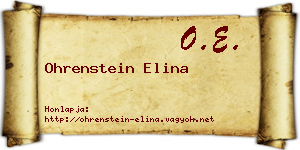 Ohrenstein Elina névjegykártya